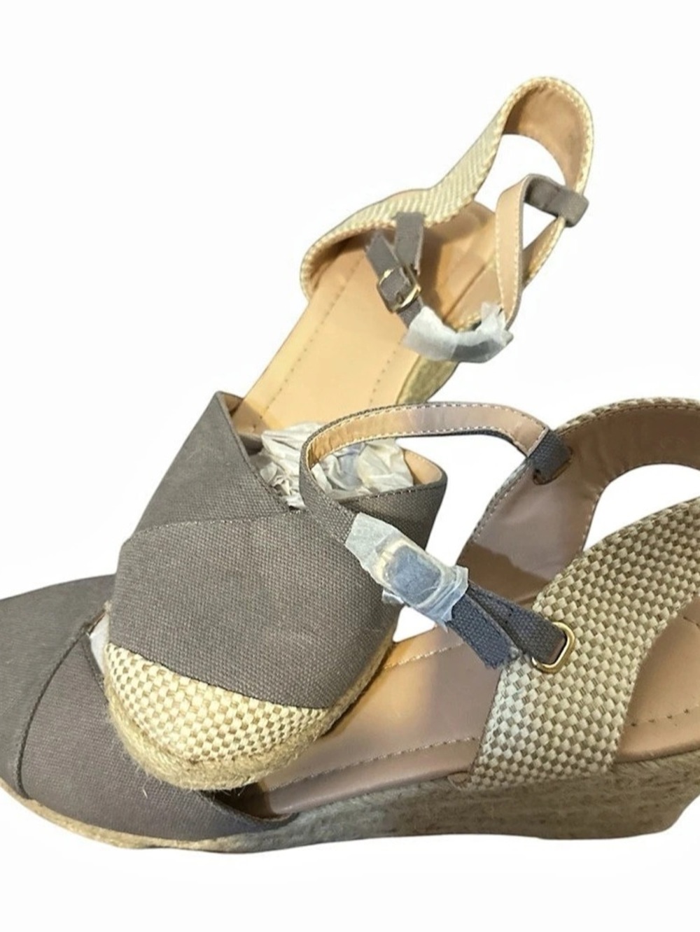 NWOT  Diana Mule Wedge Sandal Wedges gray and tan size 11 so cute brand new